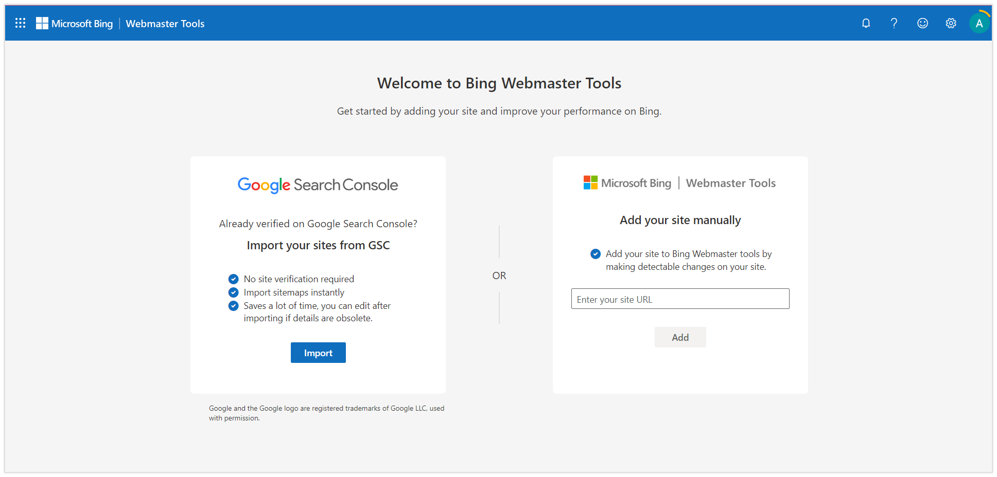 Bing Webmaster Property Set Up